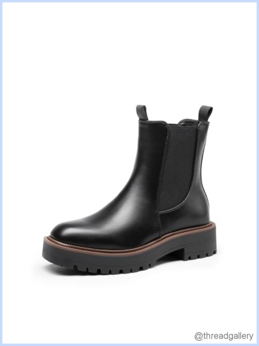 Faux Leather Chelsea Ankle Boots Slip On Low Chunky Heel Booties